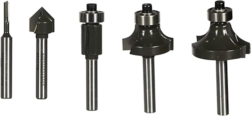 RYOBI 5-teiliges Fräserset RAKRBS5 (6 mm, kompatibel mit der Kantenfräse R18TR-0 und der Oberfräser RRT1600-K) - Cheap-Us