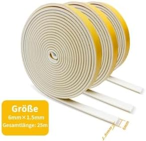 Moosgummi Selbstklebend Weiß Dichtungsband Selbstklebend 12 mm(B) x12 mm(D) Schaumstoff Klebeband für Fenster Türen Siegel Anti-Kollision Schalldämmung 2 Rollen je 2 m lang - Cheap-Us
