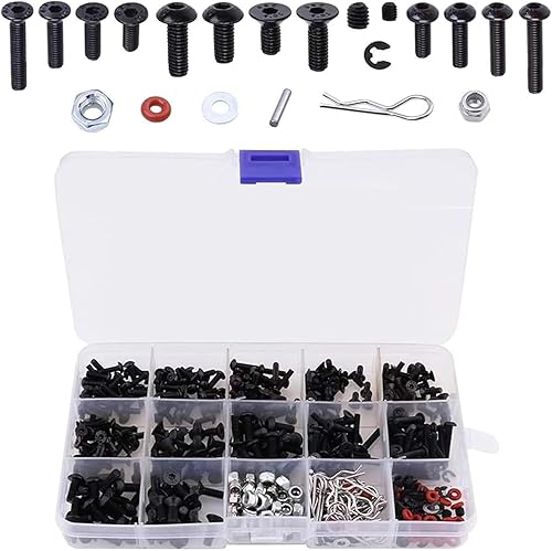 GIONAR 500 teiliges Universal RC Schraubenset, für RC Cars Trucks Crawler, M3 M4 Inbus Schrauben Muttern Shell Schnallen, Inklusive magnetischer Schraubenablage für einfache, RC Reparaturwerkzeug Kit - Cheap-Us