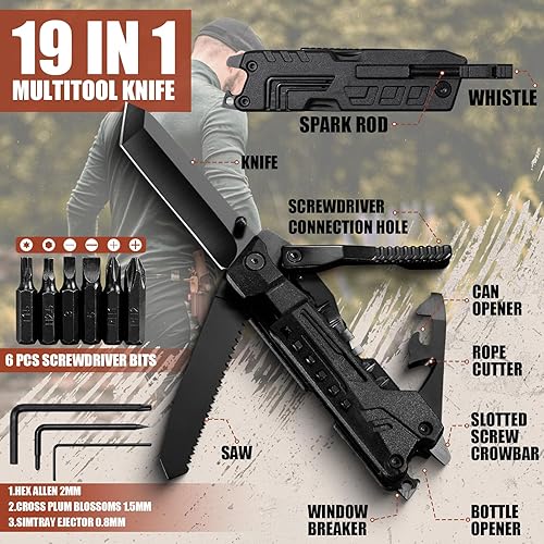 Freelander Multitool Zange 21 in 1 Faltbares Multitool Werkzeug, Multifunktionszange mit Taschenmesser, Säge, Schraubendreher Bits, Multitool Camping mit Nylontasche für Outdoor, Geschenk für Männer - Cheap-Us