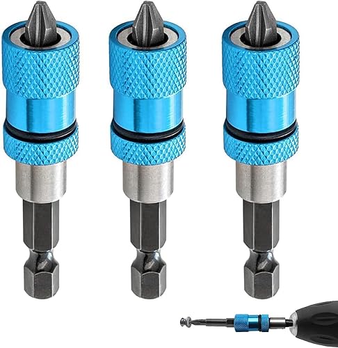 DGUSO 3 Stück Rigips Werkzeug, Trockenbau Bit, Schraubvorsatz Trockenbau Flexibler Magnetischer Bohrerhalter Trockenbau Werkzeug Geeignet für Alle Elektro- und Akku-Bohrschrauber(Blau) - Cheap-Us