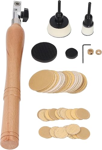 Handschalenschleifer-Set, 1 Zoll 2 Zoll Pads, 50 Stück Schleifscheiben, Holz mit Langem Griff, Doppellagerkopf, für Holzbearbeitungsdrehmaschine, Schleifmaschine, Gebogene und - Cheap-Us