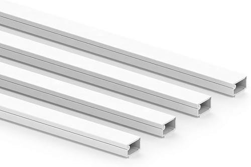 Habengut clip-Kabelkanal (mit Schaumklebeband) 7x12 mm aus PVC, Farbe: Weiß, Länge 4 m (4 x 1 m Länge) - Cheap-Us