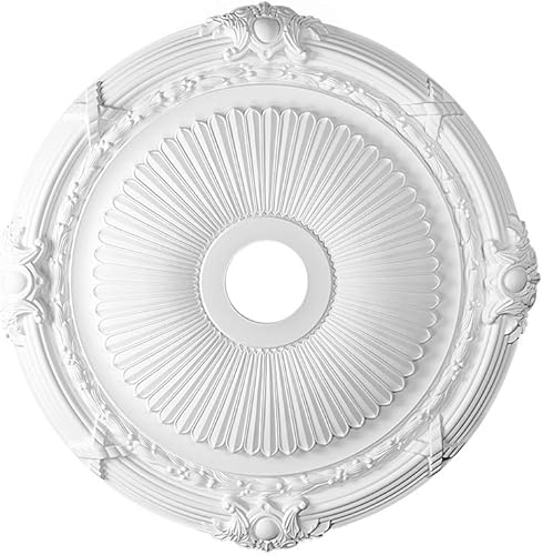 HEXIM Perfect Stuckrosette B3074, Ø 70cm - Deckenrosette weiß, aus PU/Polyurethane, Zierelement, Stuck, Wanddeko Wohnzimmer Lampe rund - Cheap-Us