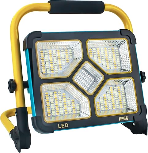 OUSIDE Baustrahler LED Akku mit Stativ, Tragbare LED Strahler Akku mit 10500mAh Batterie,Typ-C und Solarladung, 4 Lichtmodi - Ideal für Reparatur, Baustelle, Notfall - Cheap-Us
