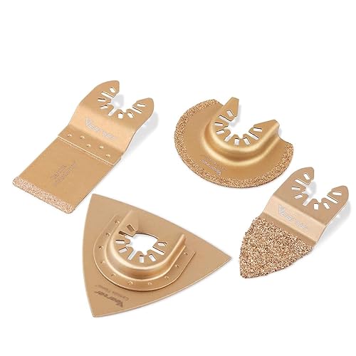 Vearter 4 Tlg Multitool Werkzeug Sägeblätter, Hartmetall Oszillationswerkzeug Multifunktionswerkzeug Zubehör für Fliesen Fugenmörtel Beton Mauerwerk - Cheap-Us