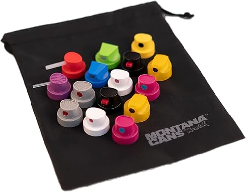 Ersatz Sprühkopf Set 15 Stück für - Sprühdosen - sehr dünne Linien bis sehr große Flächen - Kalligrafie - im praktischen Montana Beutel - Cheap-Us