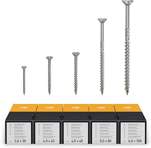 TORX® ttap® 73141 Spanplattenschrauben Set 1400 Stück (3.0 × 30mm, 4.0 × 40mm, 4.5 × 45mm, 5.0 × 80mm, 6.0 × 100mm) – Das Original - Cheap-Us