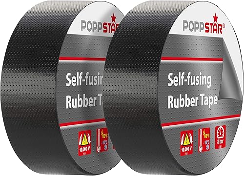 POPPSTAR 1x selbstverschweißendes Universal Isolierband und Dichtungsband, LxBxH 5m x 19mm x 0,76mm, schwarz - Cheap-Us