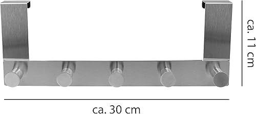 VonBueren Türgarderobe zum Einhängen | Edelstahl | 30 cm | 5 Türhaken als Türhakenleiste | als Kleiderhaken für die Tür geeignet | Tür Garderobe - Cheap-Us