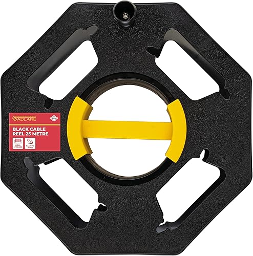 GADLANE Kabeltrommel Leer 25m - Schwarze Kabelrolle, Einfach Aufzuwickelnde Camping Kabeltrommel für Wohnwagen, Gartenschlauch Trommel - Leere Kabeltrommel 25m Outdoor Handkabeltrommel - Cheap-Us