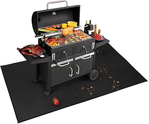 VinBee Feuerfeste Unterlage,122 x 76 cm Feuerfeste Matte für Kaminofen,Funkenschutzplatte,Fireproof OilProof Durable Double-sided Silicone Coating Deck und Terrassenmatte,Grillunterlage Gasgrill - Cheap-Us