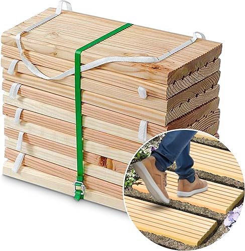 Gartenpirat Rollweg Holz 25x250 cm Gartentritte Holz-Tritte, Holz-Fliesen für den Weg im Garten - Cheap-Us