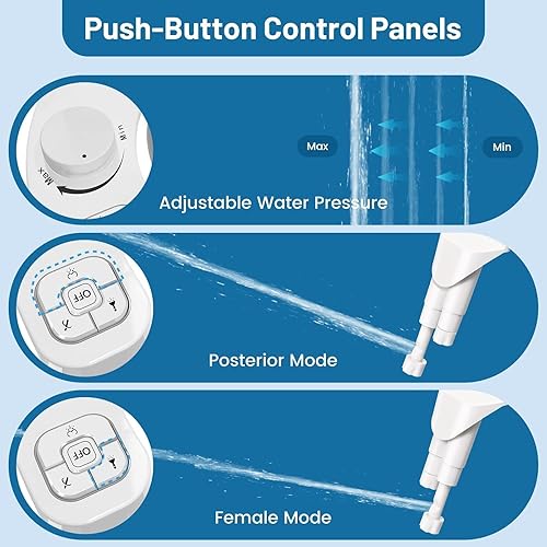 PENDEJATO Bidet Aufsatz Für Toilette, Nichtelektrisch Schlankes Druckknopf Bidet WC, Einziehbare Selbstreinigende Doppeldüsen（Verstopfungsschutz）Und Drehknopf Zur Einstellung Des Wasserdrucks (Silber) - Cheap-Us
