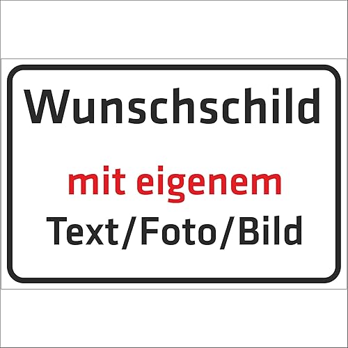INDIGOS UG - Schilder - WUNSCHTEXT Schild - Alu-Dibond 8 Größen - personalisiert mit Foto und Text - Logo - für Garage, Hotel, Parkplatz, Schule, Carport, Firma - Cheap-Us