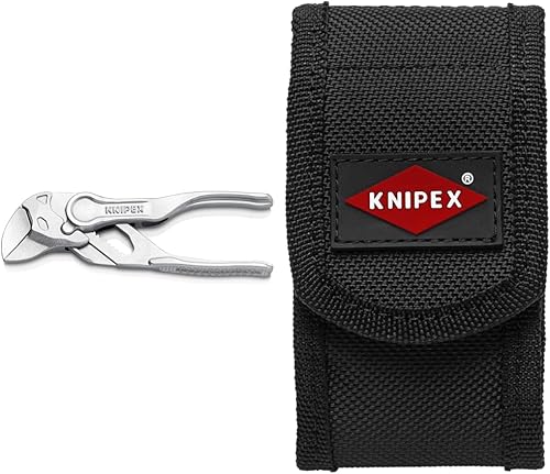 KNIPEX Zangenschlüssel XS, Multi-Schraubenschlüssel, Edc-Mini, Chrom-Vanadium, Rostschutz verchromt, 100 mm & Gürteltasche XS für Knipex Cobra® XS und Zangenschlüssel XS leer 110 mm 00 19 72 XS LE - Cheap-Us