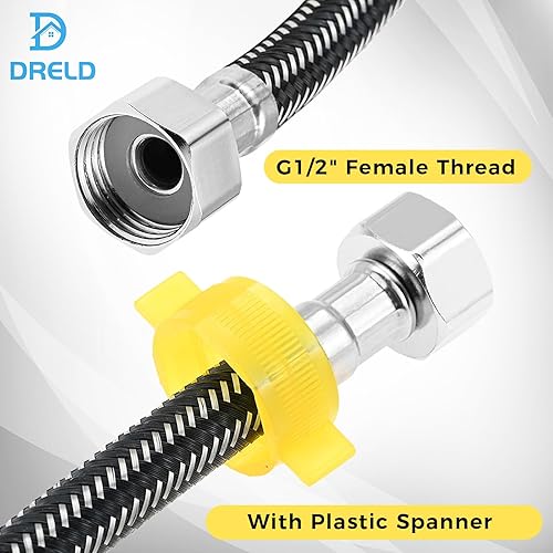 DRELD 2 Stück Flex Schlauch Armatur, Edelstahl Anschlussschlauch G1/2' x G1/2', Panzerschlauch Wasserhahn, Dusche Umflechtung Flexschlauch für Wasserhahn Mischbatterie (20CM) - Cheap-Us