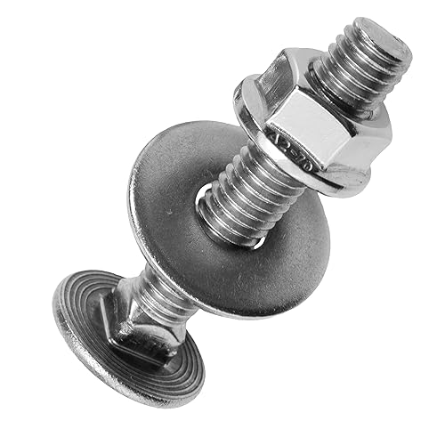 Techtanium® Schlossschrauben M12 x 35/35 mm inkl. Flanschmuttern und großen Unterlegscheiben M12 aus Edelstahl A2 (5 Stück) | Schrauben | Muttern | U-Scheiben | DIN 603 & DIN 6923 & DIN 9021 - Cheap-Us