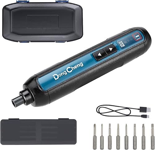 DongCheng Mini Akkuschrauber, 4V Akkuschrauber klein, 2000 mAh Lithium-Ionen-Akku, 3 Drehmoment, max. 5Nm, LED-Licht, 8-tlg. S2-Stahl Bits, ideal für Heimwerken und Reparaturen - Cheap-Us