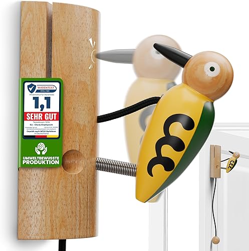 Eli® Klopfspecht für Kinder aus Holz - Klingel für Baumhaus - Spielhaus - Kinderzimmer - Haustür - Stelzenhaus - Kinderspielhaus - Glocke - Geschenk für Jungen und Mädchen - Cheap-Us