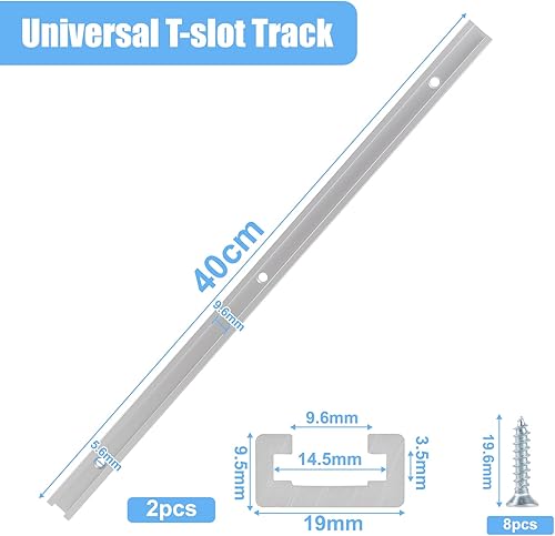 DBREAKS 2 Stück T Slot Track 40cm T Nut Schiene Aluminium-T-Nut T Track T Nut Gehrungsschiene, T Schienenrampe Tschiene mit Schrauben für Tischsäge Router Holzbearbeitung - Cheap-Us