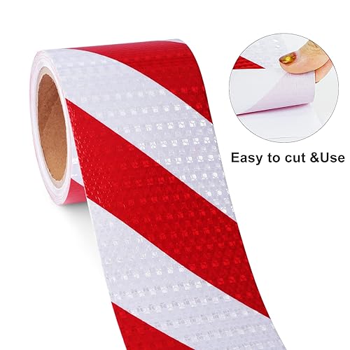 XFXIA Reflektierendes Klebeband Rot & Weiß 15 cm x 10 m wasserdicht reflektierendes Klebeband selbstklebendes Warnband Sicherheitsband prägnantes Warnband für Fahrzeuge Autos Anhänger Outdoor - Cheap-Us