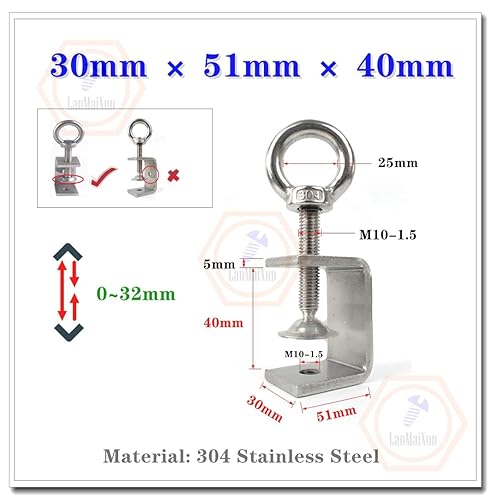 1 Stück 30mm×39mm×45mm 304 Edelstahl Strahl Clip, Tiger Clip, C-Clip, U-Clip, Klemme, Reifen（Kein seitliches Loch） - Cheap-Us