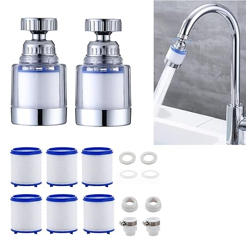 2 Stück wasserfilter wasserhahn,wasserhahn filter für trinkwasser,mit 6 Stück PP-Baumwolle Filterelement Und Universaladapter für Spüle, Küche, Badezimmer - Cheap-Us