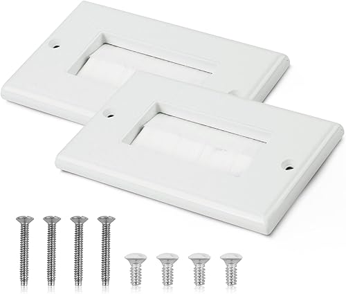 2 Stück Unterputz Kabeldurchführung Blenden mit Bürstenleiste - Weiß, Blende Kabeldurchführung Unterputz mit Pinsel, Kabelmanagement für Wandmontage, Kabel Eintritt Austritt für TV- und Internetkabel - Cheap-Us