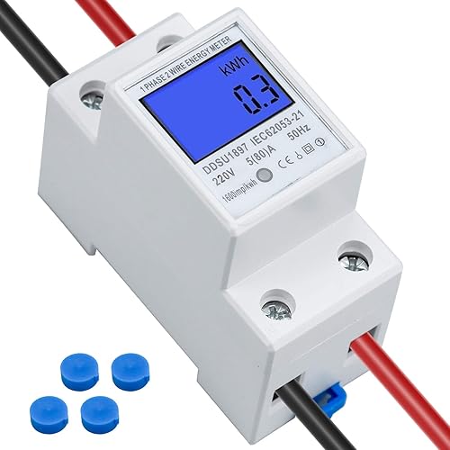 LCD Digitale Stromzähler Wechselstromzähler Hutschiene KWh Zähler 5(80) A Stromzähler Hutschiene 1-phasiger 2-poliger 2P-DIN-Schienen-Stromzähler AC230V - Cheap-Us