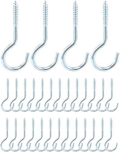 QWORK® 30 Stück Schraubhaken M6 x 85 mm, hakenschraube, Kohlenstoffstahl verzinkt, ideal für feste Kabel, Hängematten, Markisen, Hängesessel - Cheap-Us