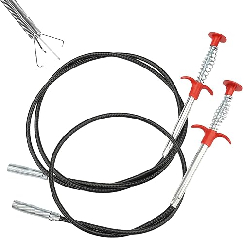 2 Stück Abflussreiniger Spirale 2m/0,9m Krallengreifer Rohrreinigungsspirale Abflussspirale, Flexibel Greifkralle Greifer Spirale Abfluss Rohrreinigung Teleskopgreifer für Küche Bad Toilette - Cheap-Us