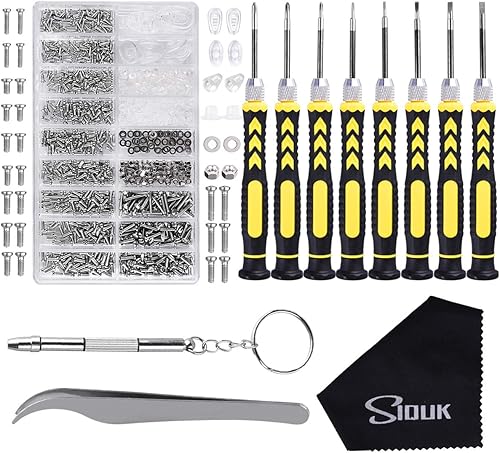 SIQUK Brillenreparaturset mit 8 in 1 Schraubendreher kleinen Schrauben und 6 Paar Nasepads, für Brillen Sonnenbrillen Uhren - Cheap-Us
