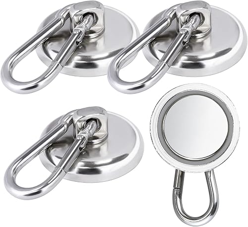 OCEUMAOA Magnethaken Extra Stark 30kg Neodym Magnete mit Haken Magnet Karabiner Sehr Stark 32mm 360°Drehen Magnete Stark Groß für Kühlschränke Küchen Garage Büro Magnetische Haken Silber 4Stück - Cheap-Us