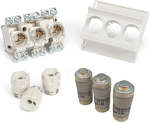 CusoTec Neozed Sicherungssockel D02 Set mit Schraubkappen Sicherungen und Passhülsen 16A/20A/25A/35A/50A/63A (25 Ampere) - Cheap-Us