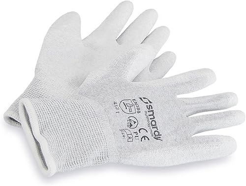 smardy 2 Paar Antistatische ESD-Handschuhe Touchscreen-fähig Größe L (9), Schutzhandschuhe für Arbeiten an Elektronik, PC, Kamera, Objektiven – Schutz vor Fingerabdrücken & statischer Aufladung - Cheap-Us