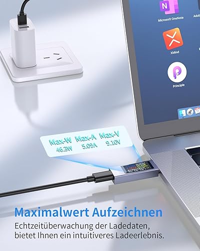 YEREADW USB C Tester Messgerät Typ-C Multimeter Digital, 4-30V 0-12A PD Voltmeter Power Meter Kapazität Spannungsprüfer Strommessgerät, USB Leistungskapazität Detektor (KWS-2303C) - Cheap-Us