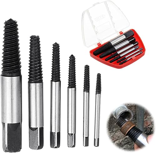 Fine jade2 Schraubenausdreher Set Profi Ausdreher Set Screw Extractor Kit Schraubenentferner für Beschädigte Schrauben, Rohre, M3-M25 (6 pcs) - Cheap-Us