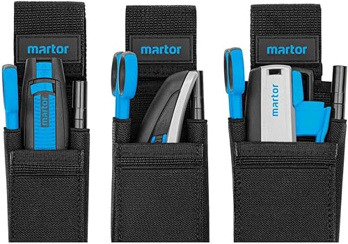 MARTOR GÜRTELTASCHE L Für Cuttermesser, Tasche Mit 5 Fächern Für Sicherheitsmesser/Stift/Schere, Mit Clip & Klettverschluss, Nylon, Schwarz - Cheap-Us