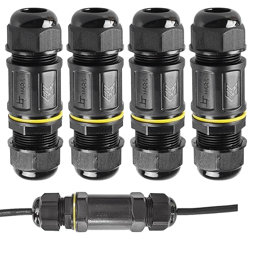 SPORWAY Kabelverbinder Wasserdicht IP68, 4 Stück Verbindungsmuffe Erdkabel Verbindungsbox für Ø4-14 mm Kabeldurchmesser, 5-polig Abzweigdose Außen Wasserdicht Kabelverbinder - Cheap-Us