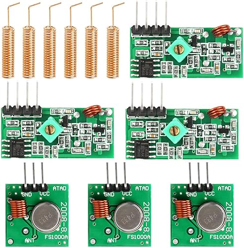 WayinTop 3 Set 433 MHz Funk - Sende und Empfänger Modul + 433MHz Antenne Helical Spiral Spring Fernbedienung, Superregeneration Wireless Transmitter Modul Einbrecher für Burglar Alarm - Cheap-Us