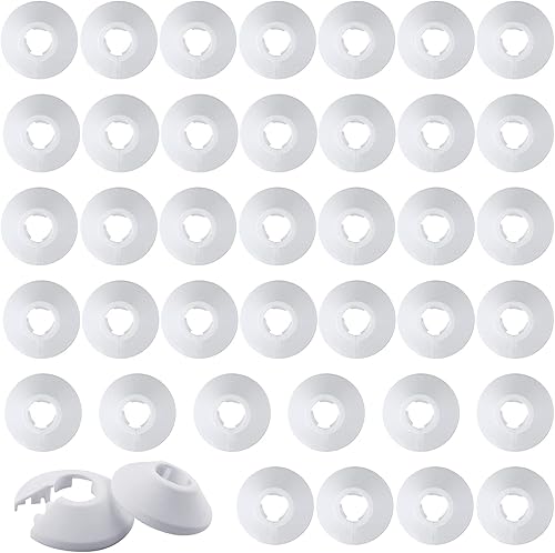 40 Stück Rohrabdeckungen Einzel Rosetten für Heizungsrohre Rohrmanschetten Wandlochabdeckung Heizkörperrosetten Heizkörper Rohrschellen Abdeckrosette Kunststoff für 15mm 16mm Durchmesser Rohr (Weiß) - Cheap-Us