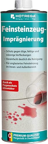 HOTREGA Feinsteinzeug Imprägnierung 1 Liter - für Innenbereich und Außenbereich, Schutz gegen ölige, fettige und wässrige Verfleckungen - Cheap-Us