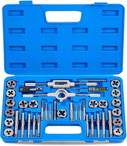 Orion Motor Tech Gewindeschneider Set 40 tlg. Gewindeschneidsatz Metrisch M3-M12 Gewindebohrer und Schneideisen für DIY Heimwerker zum Gewindeschneiden und Nachschneiden von Innen- und Außengewinden - Cheap-Us