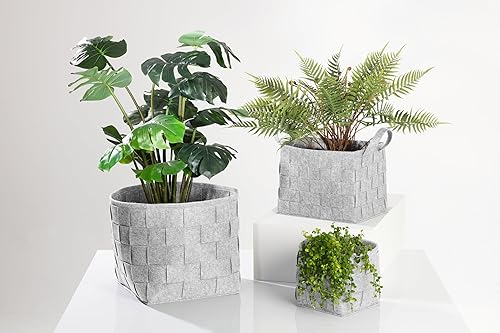 N8WERK Filz-Aufbewahrungskorb mit Griff 35x25x25cm | Ideal zur Aufbewahrung von Kaminholz & Zeitschriften | Strapazierfähig & vielseitig | Faltbarer Aufbewahrungskorb zur Lagerung [Dunkelgrau] - Cheap-Us