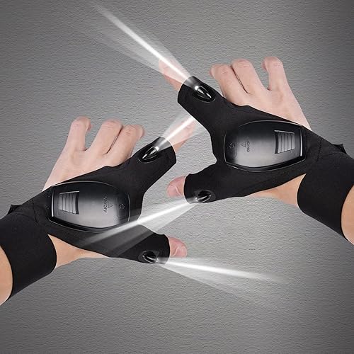 LED Angeln Handschuhe, LED Taschenlampen Handschuhe Wasserdichter, Wiederaufladbare, Adventskalender für Männer, Kreatives Geschenk für Papa, Nützliche Gadgets für Reparieren, Arbeiten, Camping - Cheap-Us