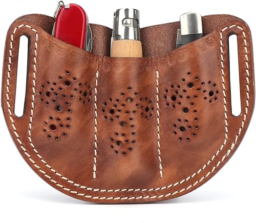 TOURBON Leder Taschenmesser Gürteltasche 3 Slots EDC Multitool Organizer Scheide Stifthalter - Cheap-Us