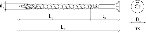 KLIMAS Holzschrauben Torx - Spanplattenschrauben Gelb - Senkkopfschrauben - Terrassenschrauben - Universalschrauben - Dachkonstruktion Schrauben Set - Holzschrauben 6x100 mm - 100 Stück - Cheap-Us