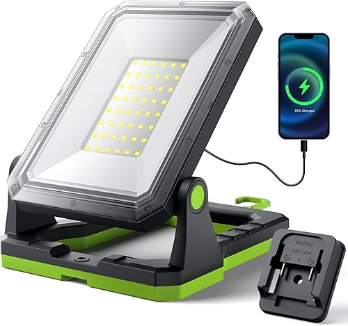 Akku Lampe für Makita 18 V, ETOOLAB LED Baustrahler, [Verbessertes]Echter 3000lm Akku Baustrahler[Batterie nicht enthalten], LED Lampe mit 4 Modi, für Outdoor/Baustelle/Camping/Hofparty - Cheap-Us