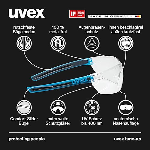 Uvex tune-up Schutzbrille – Sicherheitsbrille mit 100% UV-Schutz - metallfrei, Anti-Beschlag & kratzfest – superleicht (23g) - Cheap-Us